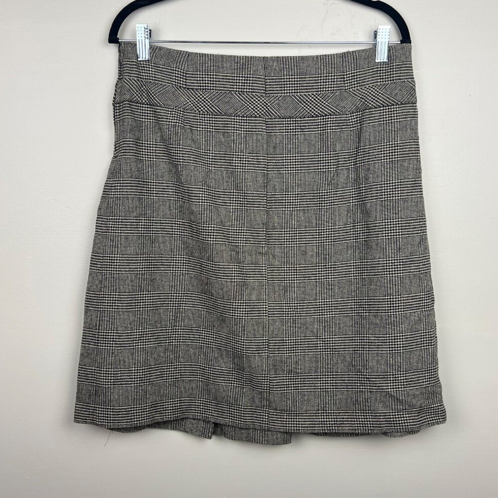 United Colors of Benetton Y2K Houndstooth Check Back Pleat A Line Skirt Size 44